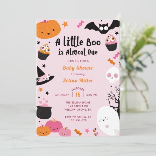 Boo Baby Dusche Unser kleiner Boo ist fast fällig Einladung (Stehend Vorderseite)