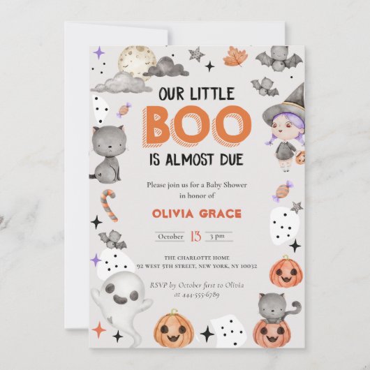 Boo Baby Dusche Unser kleiner Boo ist fast fällig Einladung (Vorderseite)