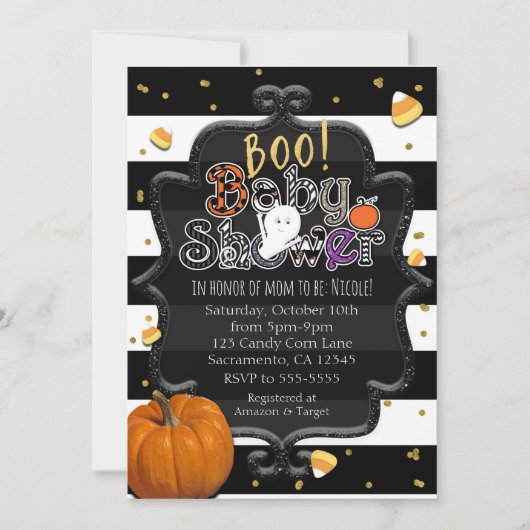 BOO! Baby Shower Ghost Whimsical Halloween Einladung (Vorderseite)