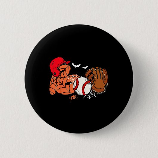 Boo Baseball Halloween Spieler Pitcher Spoo Button (Vorderseite)