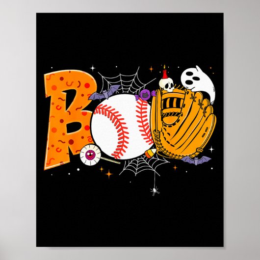 Boo Baseball Player Catcher Tcher Funny Halloween Poster (Vorne)