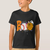Boo Baseball Player Catcher Tcher Funny Halloween  T-Shirt (Vorderseite)
