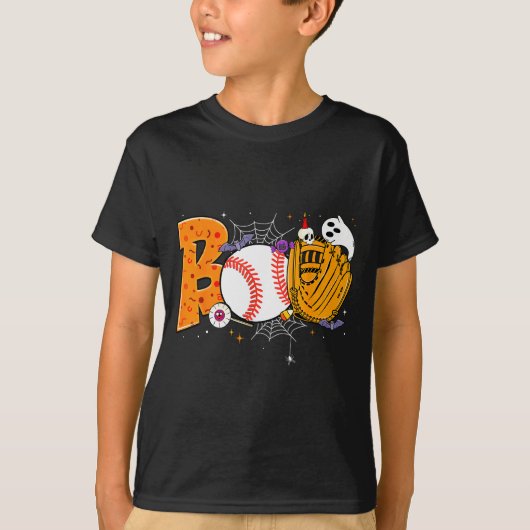 Boo Baseball Player Catcher Tcher Funny Halloween  T-Shirt (Vorderseite)