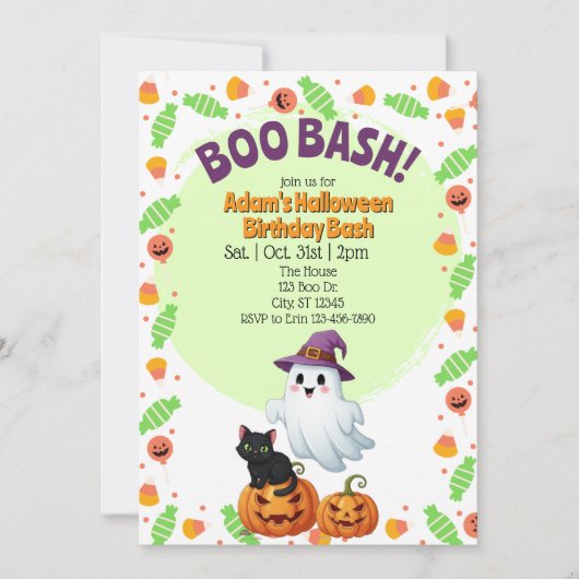 Boo Bash, Halloween Birthday Einladung (Vorderseite)