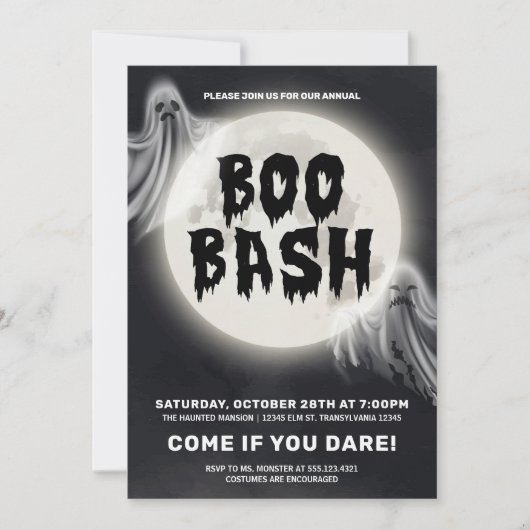 Boo Bash, Halloween-Party Einladung (Vorderseite)