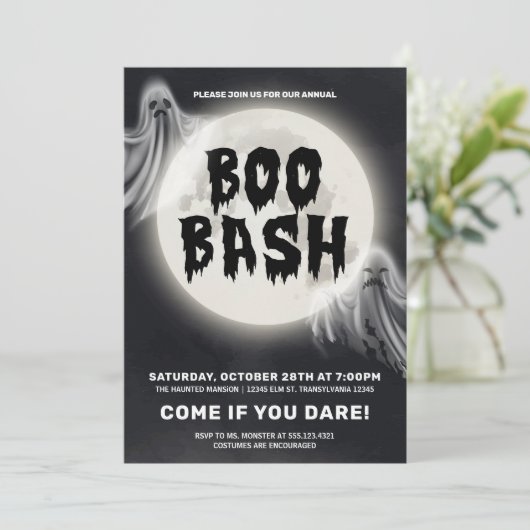 Boo Bash, Halloween-Party Einladung (Stehend Vorderseite)