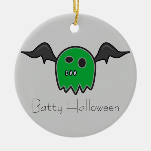 Boo Bat Green Ghost Batty Halloween Ornament (Vorne)