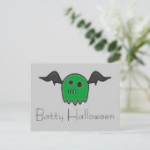 Boo Bat Green Ghost Batty Halloween Postkarte (Stehend Vorderseite)