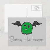 Boo Bat Green Ghost Batty Halloween Postkarte (Vorne/Hinten)