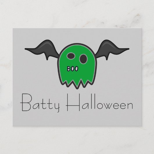 Boo Bat Green Ghost Batty Halloween Postkarte (Vorderseite)