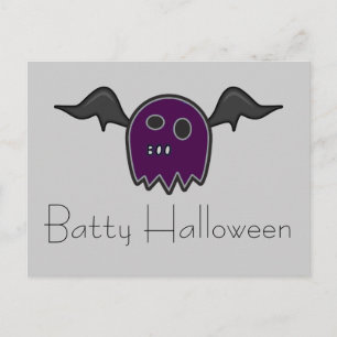 Boo Bat Lila Ghost Batty Halloween Postkarte