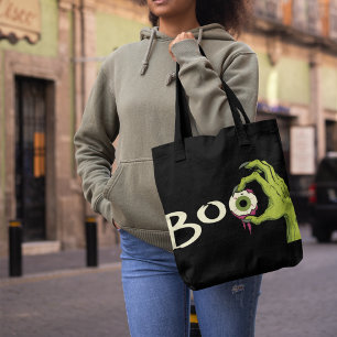 Boo Beängstigend Hexe Hand hält gruseliges Auge Ha Tasche