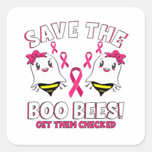 Boo Bees Breast Cancer Awareness Pink Ribbon Quadratischer Aufkleber