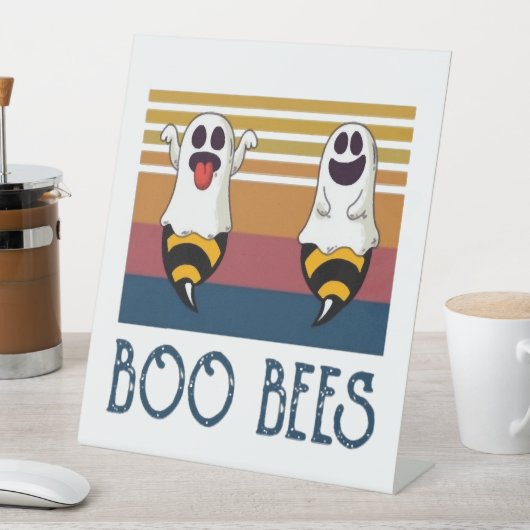 Boo Bees Couple Ghost Halloween Shirt Sockelschild (In Situ)