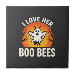 Boo Bees Halloween Geist Biene Lustiges Design_1 Fliese