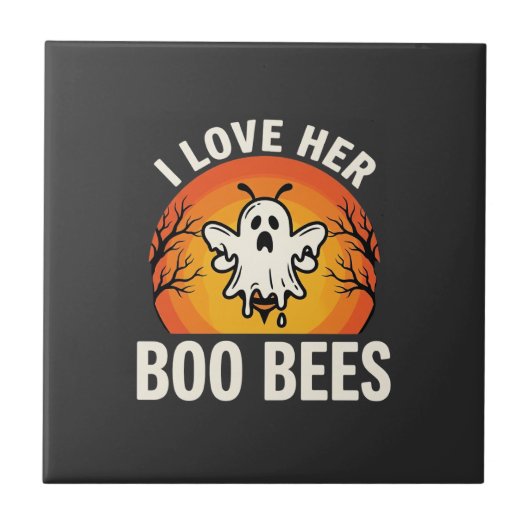 Boo Bees Halloween Geist Biene Lustiges Design_1 Fliese (Vorderseite)
