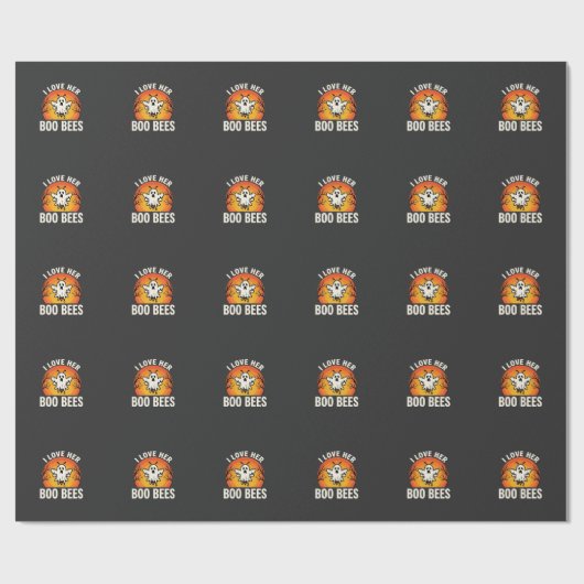 Boo Bees Halloween Geist Biene Lustiges Design_1 Geschenkpapier (Flach)