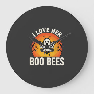 Boo Bees Halloween Geist Biene Lustiges Design_1 Große Wanduhr