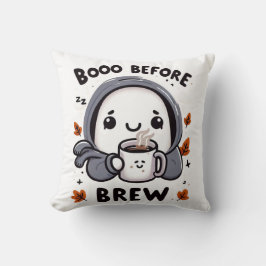 Boo Before Brew Funny Ghost Cute Halloween Coffee Kissen