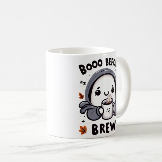 Boo Before Brew Ghost Coffee Funny Halloween Kaffeetasse (VorderseiteRechts)