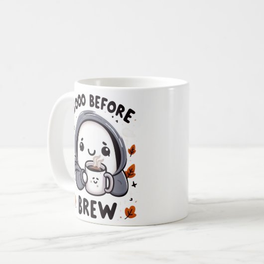 Boo Before Brew Ghost Coffee Funny Halloween Kaffeetasse (Vorderseite Links)