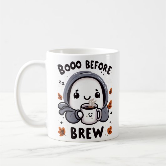Boo Before Brew Ghost Coffee Funny Halloween Kaffeetasse (Links)