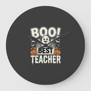 Boo Bester Lehrer Halloween-Geisterdesign_1 Große Wanduhr