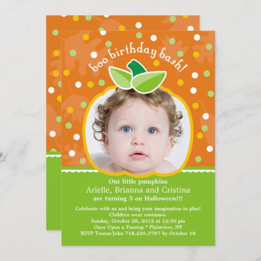 Boo Birthday Bash Pumpkin Party Einladung (Vorne/Hinten)