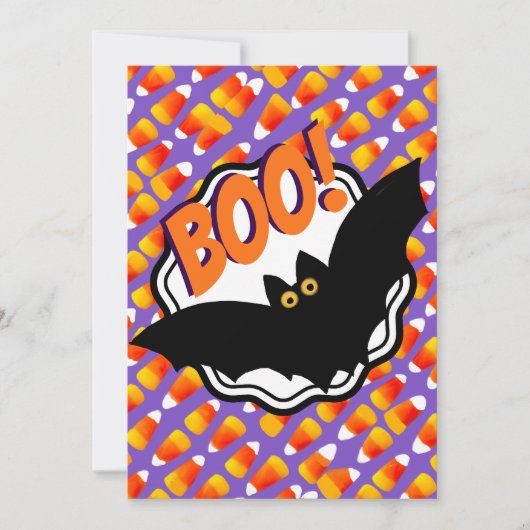 Boo Black Bats Candy Mais, kundenspezifisch Hallow Einladung (Vorderseite)