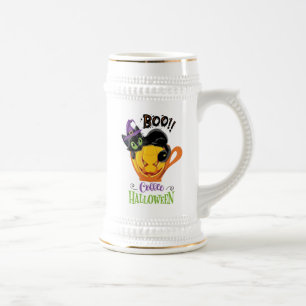 Boo Black Cat, Beängstigendes Pumpkin Coffee Hallo Bierglas