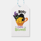 Boo Black Cat, Beängstigendes Pumpkin Coffee Hallo Geschenkanhänger (Vorderseite)