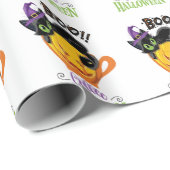 Boo Black Cat, Beängstigendes Pumpkin Coffee Hallo Geschenkpapier (Rolleneckpunkt)
