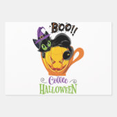 Boo Black Cat, Beängstigendes Pumpkin Coffee Hallo Geschenkpapier Set (Vorderseite 2)