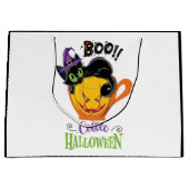 Boo Black Cat, Beängstigendes Pumpkin Coffee Hallo Große Geschenktüte (Vorderseite)