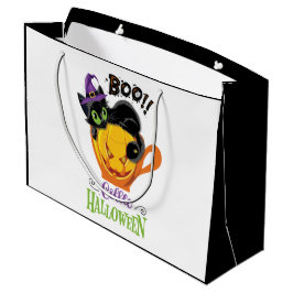 Boo Black Cat, Beängstigendes Pumpkin Coffee Hallo Große Geschenktüte