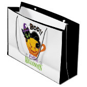 Boo Black Cat, Beängstigendes Pumpkin Coffee Hallo Große Geschenktüte (Vorderseite Schrägansicht)