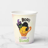 Boo Black Cat, Beängstigendes Pumpkin Coffee Hallo Pappbecher (Rückseite)