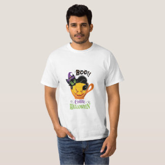 Boo Black Cat, Beängstigendes Pumpkin Coffee Hallo T-Shirt
