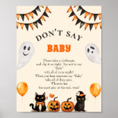 Boo Black Cat "Don't Say Baby" Baby Shower Game Poster (Vorne)