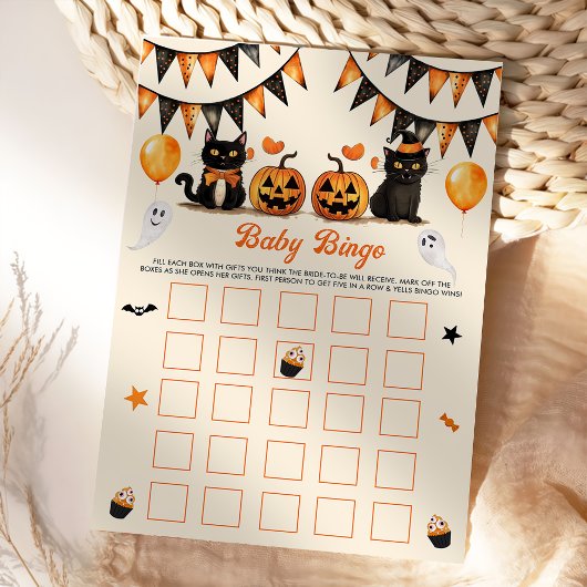 Boo Black Cat Halloween-Party Baby Bingo Games Einladung