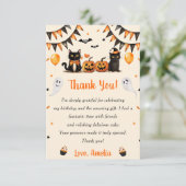 Boo Black Cat Halloween-Party Dankeskarte (Stehend Vorderseite)