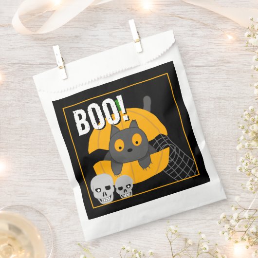 Boo Black Cat Pumpkin Skulls Kids Halloween Geschenktütchen (Ausgeschnitten)