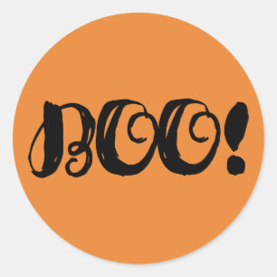 BOO! Black Halloween-Party Trick oder Treat Fevor Runder Aufkleber
