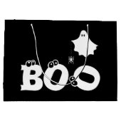 Boo Black und White Funny Halloween Ghost Spider Große Geschenktüte (Rückseite)