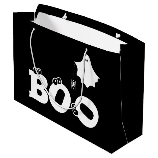 Boo Black und White Funny Halloween Ghost Spider Große Geschenktüte (Rückseite Schrägansicht)