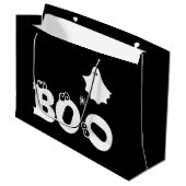 Boo Black und White Funny Halloween Ghost Spider Große Geschenktüte (Vorderseite Schrägansicht)