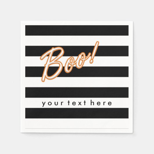 BOO Black & White Halloween-Party Napkins Serviette (Vorderseite)