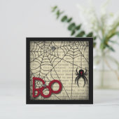 Boo Black Widow Spider & Creepy Text zu Halloween Karte (Stehend Vorderseite)