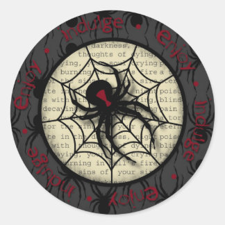 Boo Black Widow Spider & Creepy Text zu Halloween Runder Aufkleber