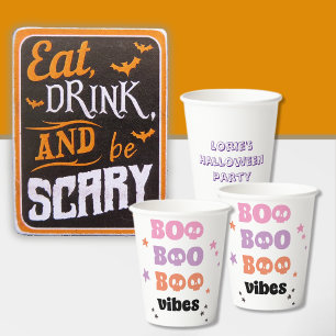 BOO BOO BOO Vibes Halloween Individuelle Name Pappbecher